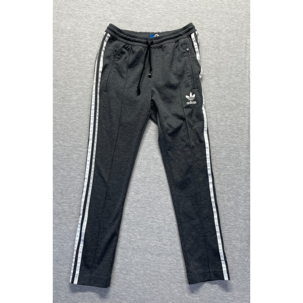 Adidas Originals Track Pants Womens XS Charcoal Gray White 3 Stripes Athleisure